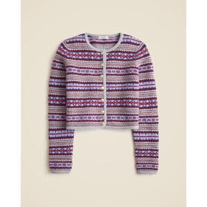 J. Crew Boiled Wool Blend Fair Isle Lady Jacket CE686 Grey Multi Size XL NWT